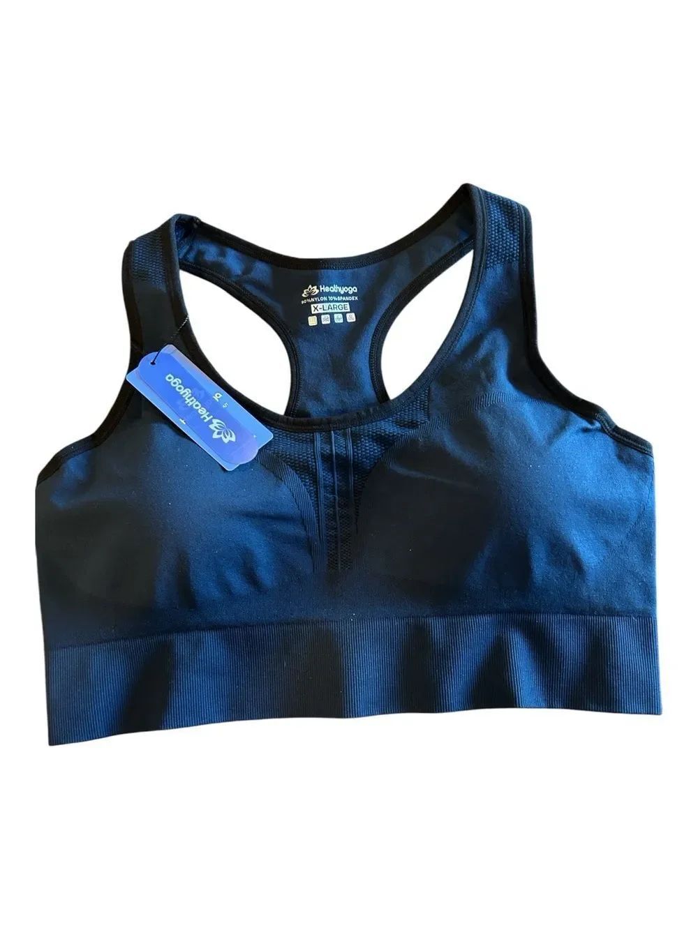 NEW Heathyoga Navy Blue Seamless Racerback Sports Bra
